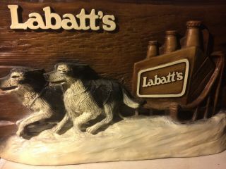 Vintage Labatt ' s Canadian Beer Bar Display Sign Dog Sled Pulling 6 Pack 2