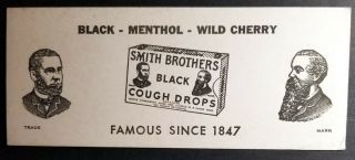 Vintage Smith Brothers Black Cough Drops Ink Blotter Menthol Drops