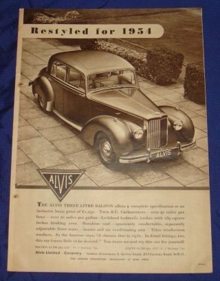 Rp1024 1954 54 Alvis Vtg Car Ad