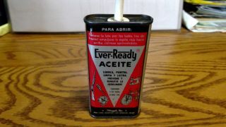 Vintage EVER - READY Oil Can Handy Oiler Tin 4 oz 2