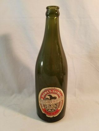 Old 1 Pint 5 Oz Empty Dawes Brewerie Black Horse Ale Beer Bottle 10 1/2 " No Res