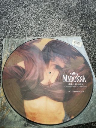 Madonna Like A Prayer 12 " Picture Disc Uk 1989,  Sticker W7539tp Good