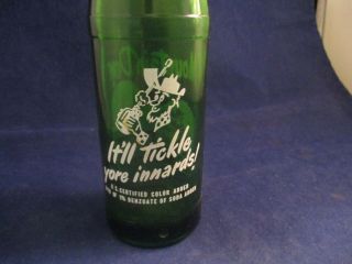Rare Vintage 1950s Mountain Dew Hillbilly Green Empty Soda Bottle Tickle Innerds 5