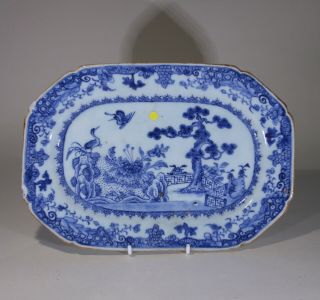 Antique Chinese Blue & White Porcelain Plate Storks & Trees