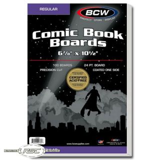 100 - Bcw Regular Size 24 - Pt.  Comic Book Backing Boards - 6 - 7/8 " X 10 - 1/2 "