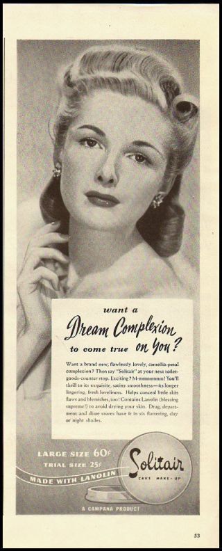 1944 Vintage Ad For Solitair Cake Make - Up/great 40 