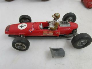 3 Vintage toys: Schuco Lotus Formula 1 1071,  Marx Tractor,  Kybri Excavator P/R 2