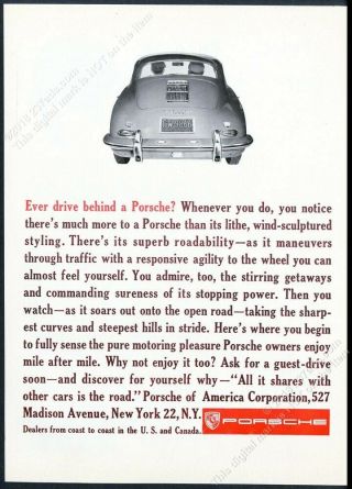 1961 Porsche 356 1600 Coupe Car Rear End Photo Vintage Print Ad