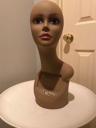 Mannequin Head African American Black Female Store Display For Hat Wig 17.  5”