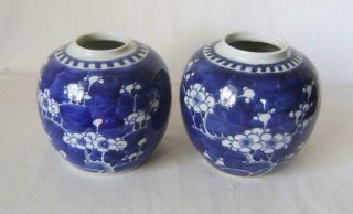 Two Antique Chinese Prunus Pattern Porcelain Vases C.  19th: Circle Marks