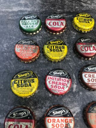 SHEPS Cola CORK Soda BOTTLE CAP PITTSTON PA BIRCH CHERRY GINGER SIGN CAPS VTG 4