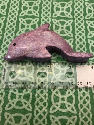 Carved Purple Stone Porpoise Dolphin 2 " Statue Figure