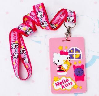 Cute Hello Kitty Id Badge Lanyard Card Case Holder Luggage Tags C/w Neck Strap