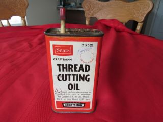 Vintage Sears Craftsman Thread Cutting Oil Can W/ Half Contents