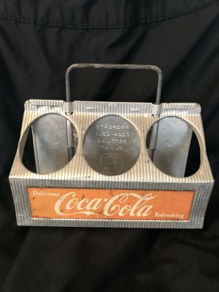 Antique Coca Cola Coke 1950s Aluminum Six Pack Bottle Carrier Caddy