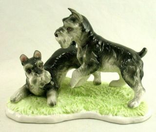 Vintage Playful Schnauzer Dog Figurine Porcelain 7 1/2 Inch