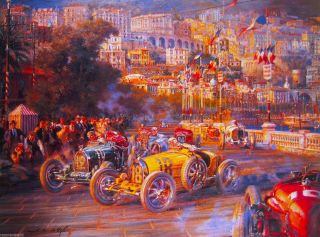 1929 First Monaco Grand Prix Automobile Race Car Advertisement Vintage Poster