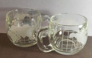 Nestle Nescafe World Globe Frosted Glass Coffee Mugs Cups Set of 2 2
