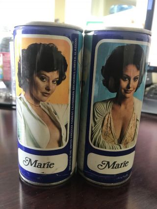 Two Tennent’s Lager Girls Marie 15.  5 Oz 440ml.  Crimped Steel Pull Tab Beer Can