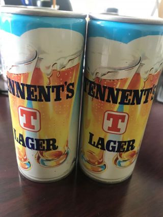 Two Tennent’s LAGER GIRLS MARIE 15.  5 Oz 440ml.  CRIMPED STEEL PULL TAB BEER CAN 3