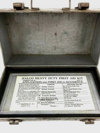 Vintage A.  E.  Halperin Co.  Inc.  Halco Heavy Duty First Aid Kit Metal Box Only 5