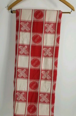 Vintage Coca Cola 100 Cotton Oblong Tablecloth,  42” X 90 ” Picnic Red White