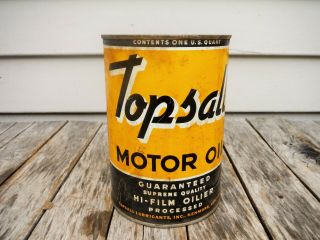 Vintage 1 Quart Topsall Motor Oil Can Metal Quart Kenmore York