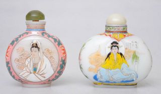 Two Chinese Peking Glass Snuff Bottle 