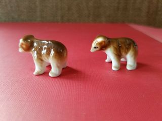 2 Bone China tiny miniature Bears figurines To Cute 3