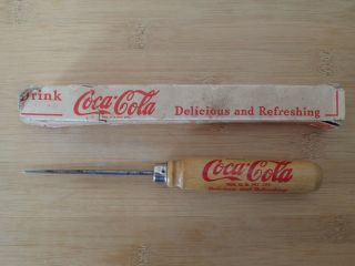 Vintage Coca - Cola Ice Pick " Delicious And Refreshing " W/ Box