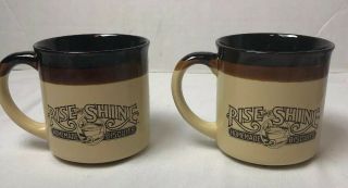 Set Of (2) 1986 Hardees Rise And Shine Homemade Biscuits Vintage Coffee Mugs Vtg