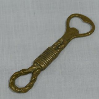 Vintage Brass Bottle Opener Nautical Themed Twisted Rope Knot 5⅞ " Long