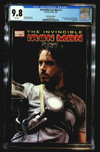 Invincible Iron Man 1 Cgc 9.  8 Larroca,  Robert Downey Jr Movie Photo Variant