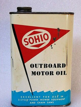 Rare Vintage Sohio Outboard Motor Oil Can 1 Quart Standard Oil Ohio $9.  95 No Rsv