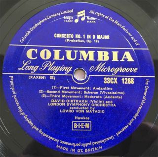 DAVID OISTRAKH Bruch Prokofiev Violin ORIG Columbia 33CX 1268 UK - 1950s LP NM - 5