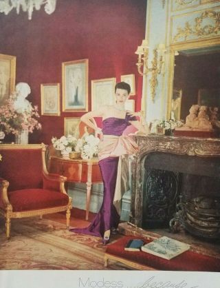1951 Modess Because Elegant Woman In Purple Dress Photo Advertising Print Ad