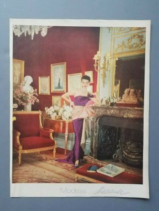 1951 Modess Because Elegant Woman in Purple Dress Photo Advertising Print Ad 2