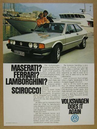 1979 Volkswagen Vw Scirocco Silver Car & Yacht Photo Vintage Print Ad