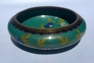 Antique Chinese Cloisonne Oriental Flower Decorated Bowl - Lovely 4