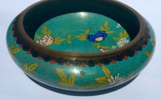 Antique Chinese Cloisonne Oriental Flower Decorated Bowl - Lovely 5