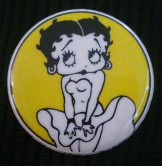 Betty Boop Vintage Collectible Yellow/blk/white Badge Button Pin Rare