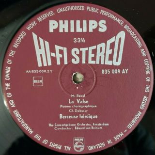Ravel: Bolero la Valse/van Beinum Philips Hi - Fi Stereo 835 - 009 AY ED1 NM 3
