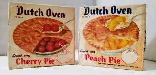 Vintage Dutch Oven Pies 2 Boxes Amana Appliance Store Display Peach & Cherry