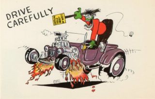 Vintage Comic Hot Rod Postcard Rat Fink Ed Big Daddy Roth Kustom Kulture