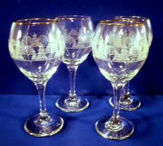 4 Arbys Christmas Goblets Winter White Frosted Pine Trees Stemmed Glasses Libbey