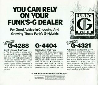 1974 Brochure Ad of Funk ' s G Hybrid Corn Seed Formula Guide 2