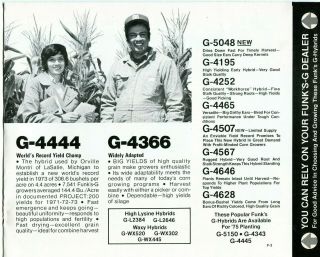 1974 Brochure Ad of Funk ' s G Hybrid Corn Seed Formula Guide 3
