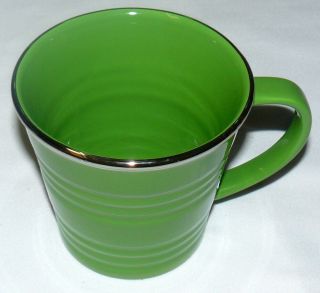 Starbucks 2007 14 oz Lime Green With Silver Rim Bucket Mug Cup 2