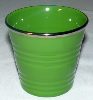 Starbucks 2007 14 oz Lime Green With Silver Rim Bucket Mug Cup 3