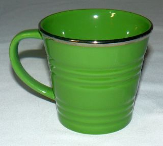 Starbucks 2007 14 oz Lime Green With Silver Rim Bucket Mug Cup 4